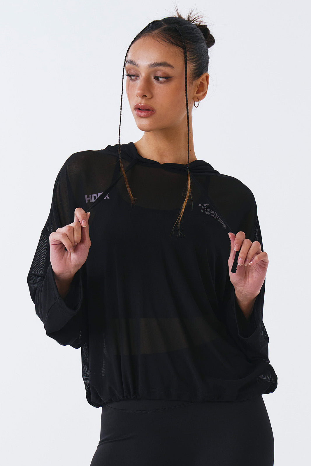 Women`s Mesh Cover up Crop Hoodie