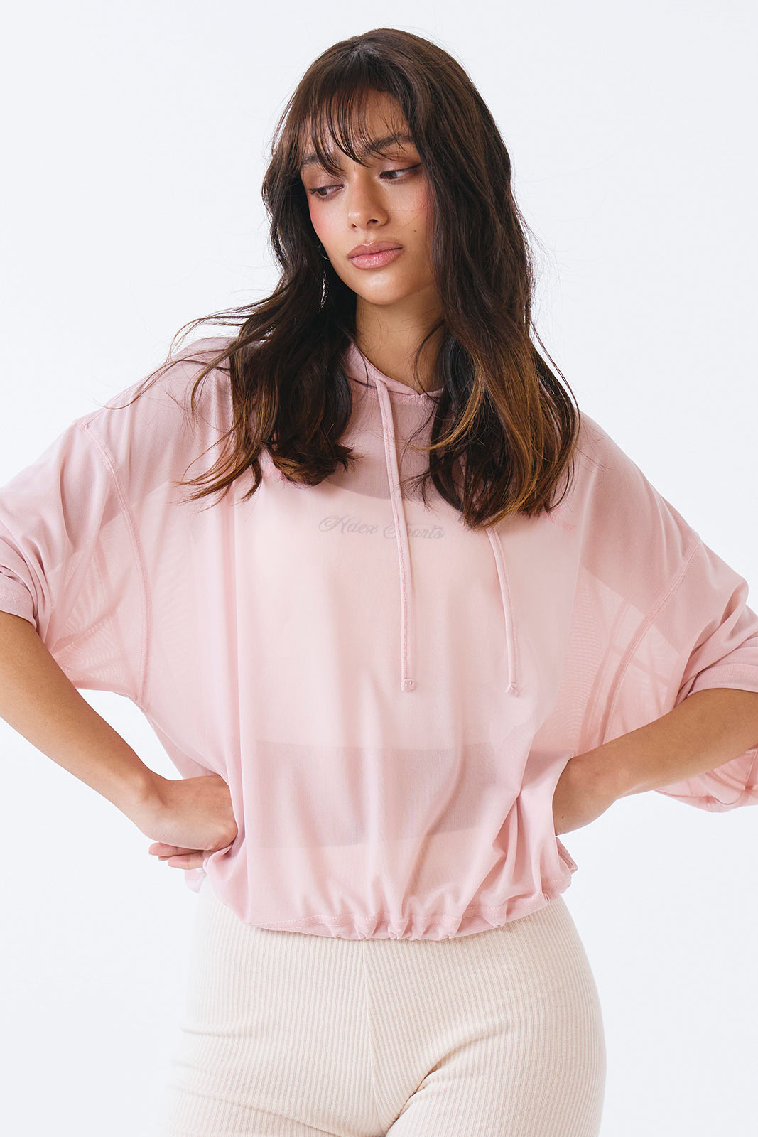 Women`s Mesh Cover up Crop Hoodie