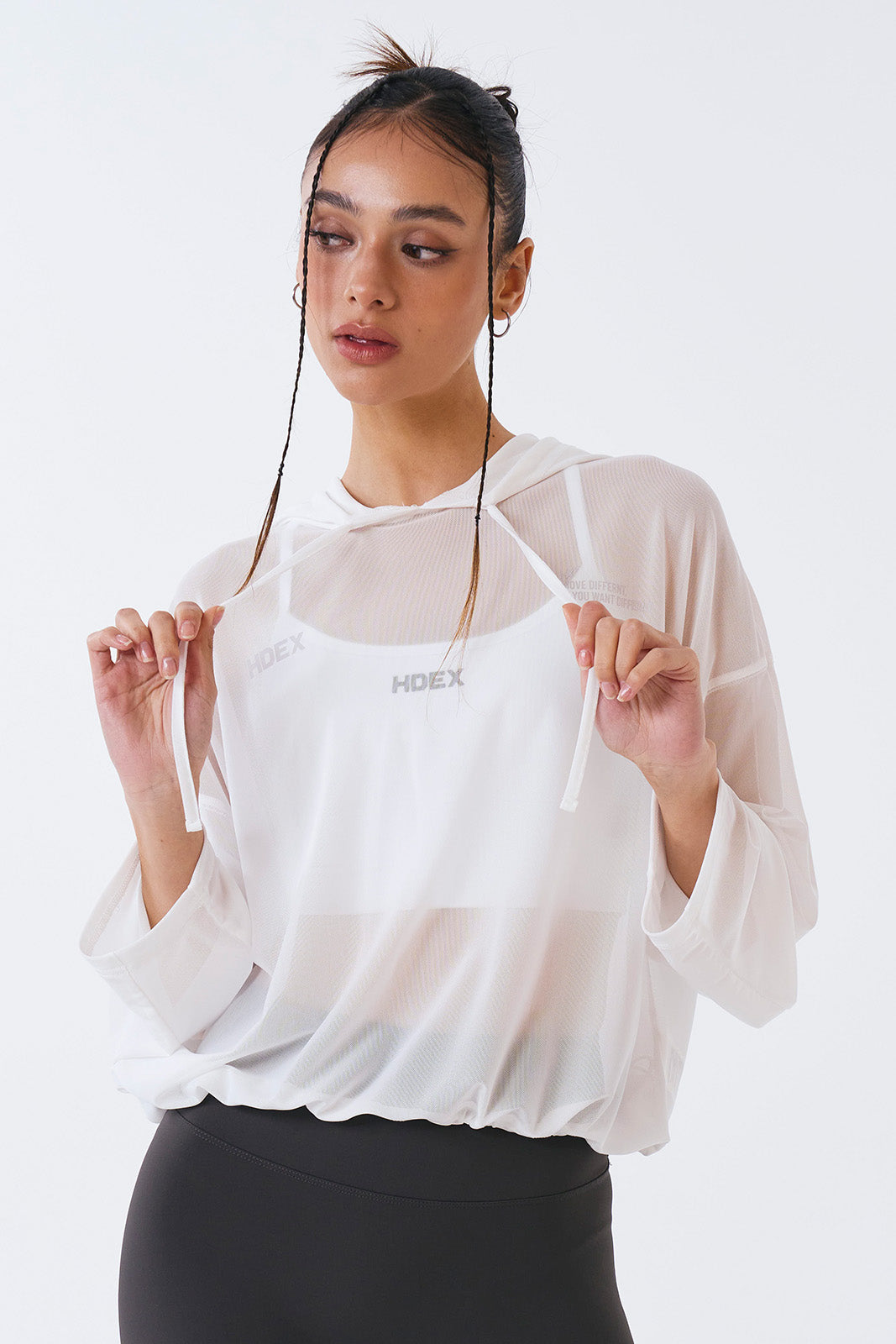 Women`s Mesh Cover up Crop Hoodie