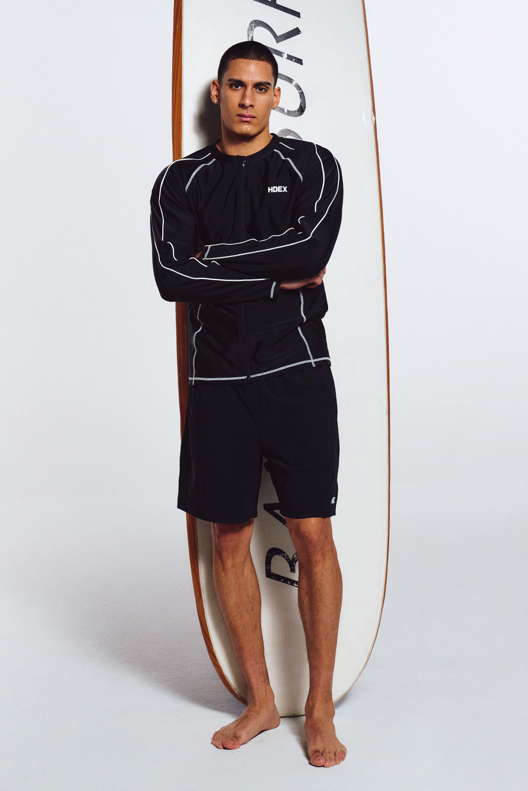 Aqua Piping Zip-Up Rash Guard