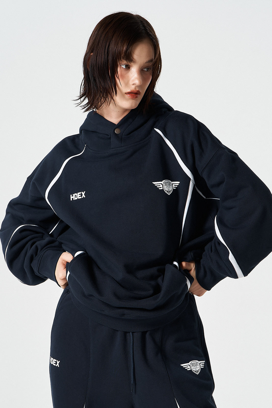 Winged Logo Color Block Hoodie