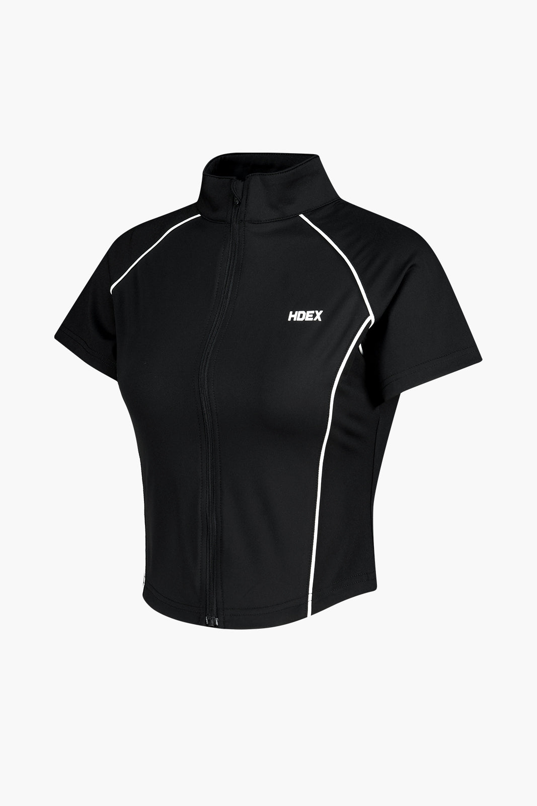Women`s Support Piping Short Sleeve Zip-Up