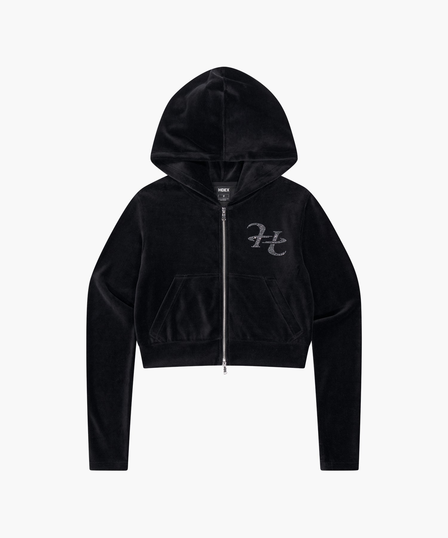 Velour Crop Hoodie Zip-up
