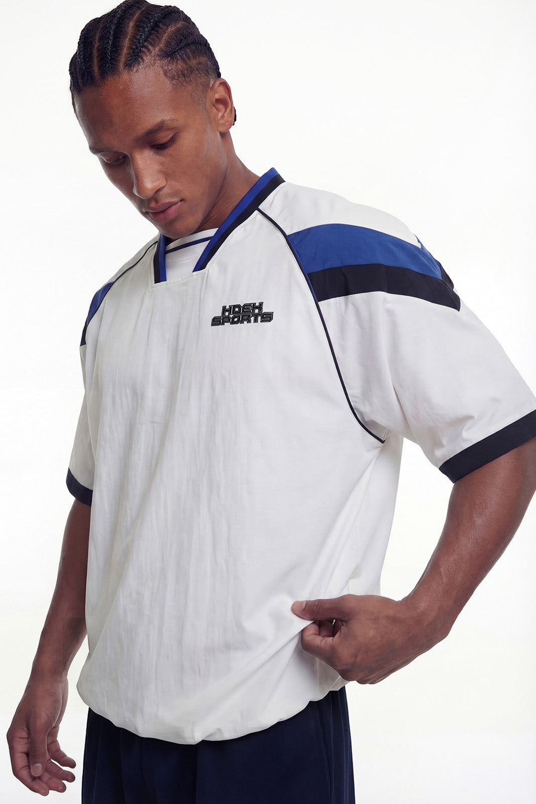 Sporty Color Block Half Jersey Short Sleeve