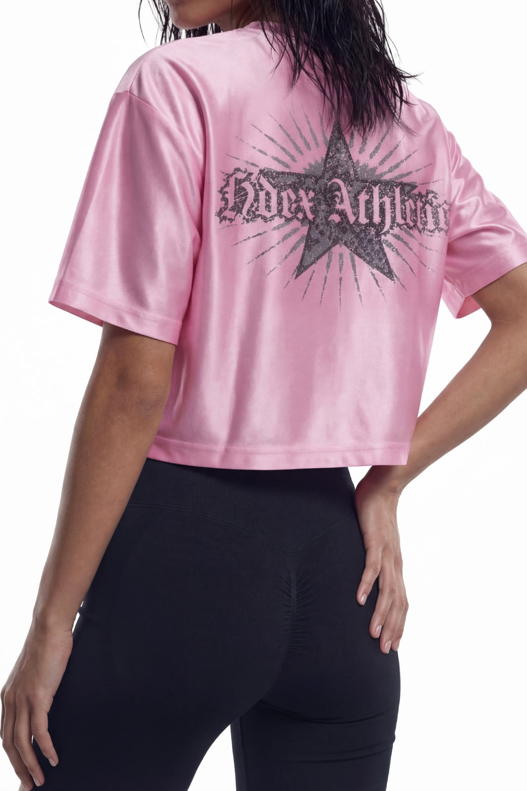 Star Satin Crop Short Sleeve