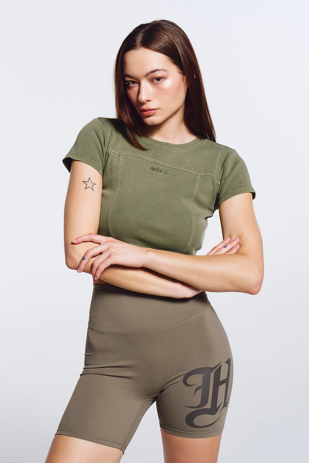 Essential Ribbed Pigment Cropped Short Sleeve