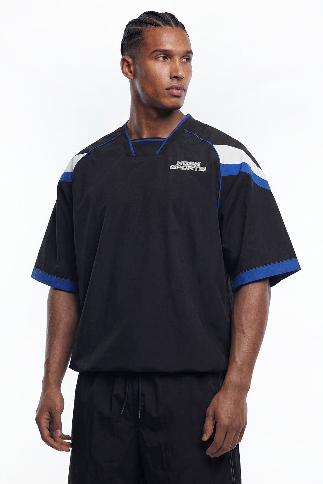 Sporty Color Block Half Jersey Short Sleeve