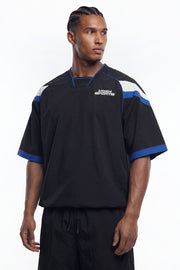 Sporty Color Block Half Jersey Short Sleeve