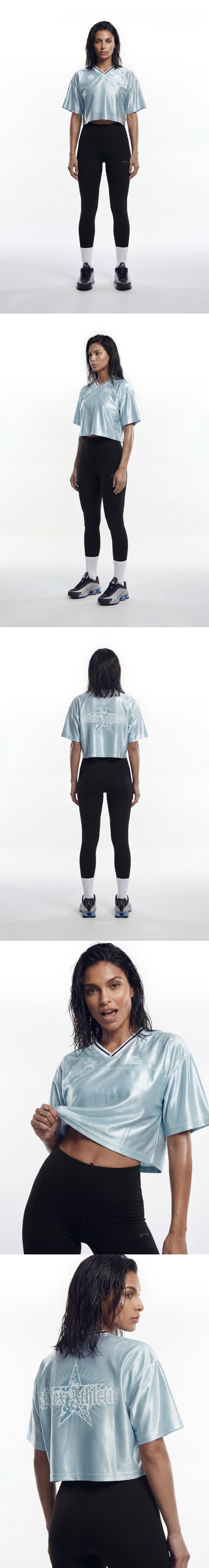 Star Satin Crop Short Sleeve