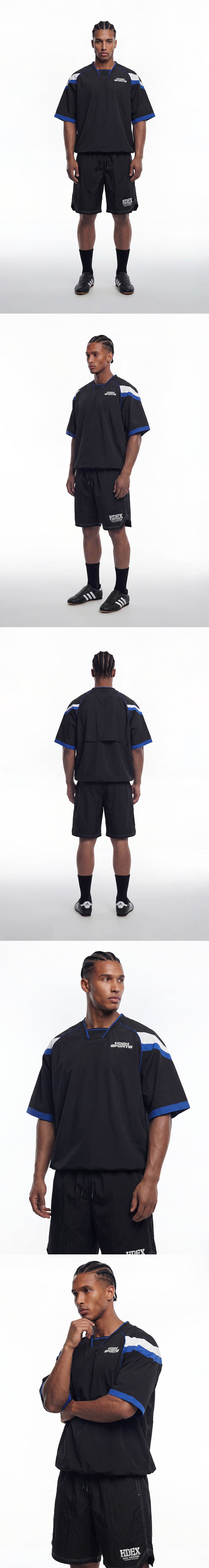 Sporty Color Block Half Jersey Short Sleeve