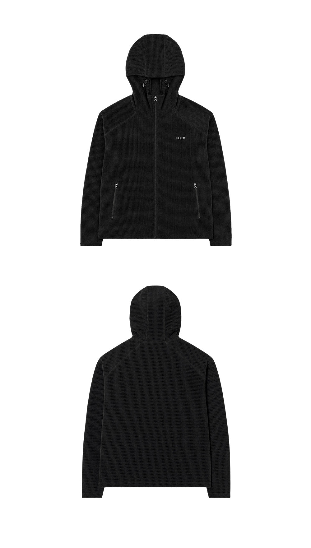 Soft Velour Waffle Hoodie Zip-Up