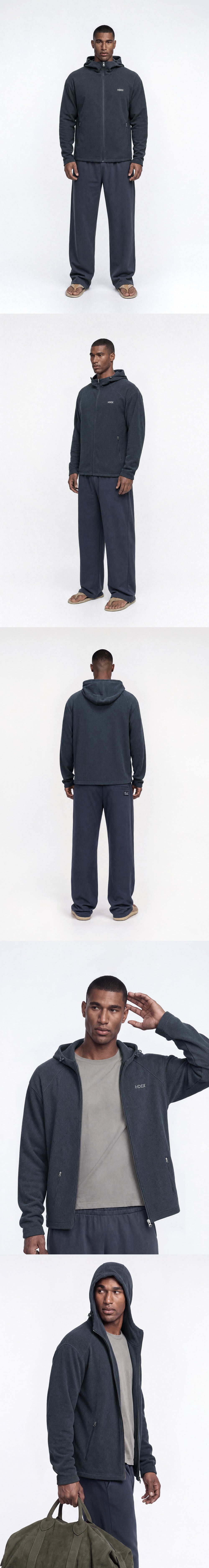 Soft Velour Waffle Hoodie Zip-Up