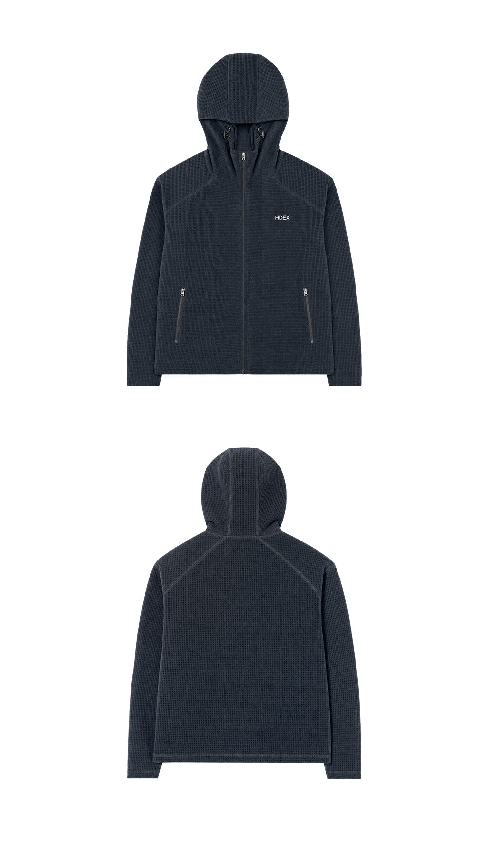 Soft Velour Waffle Hoodie Zip-Up