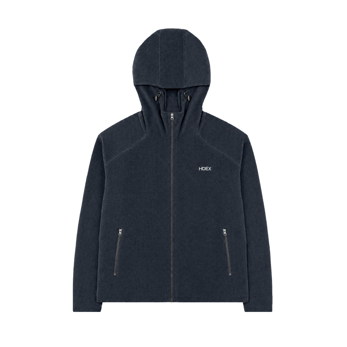 Soft Velour Waffle Hoodie Zip-Up