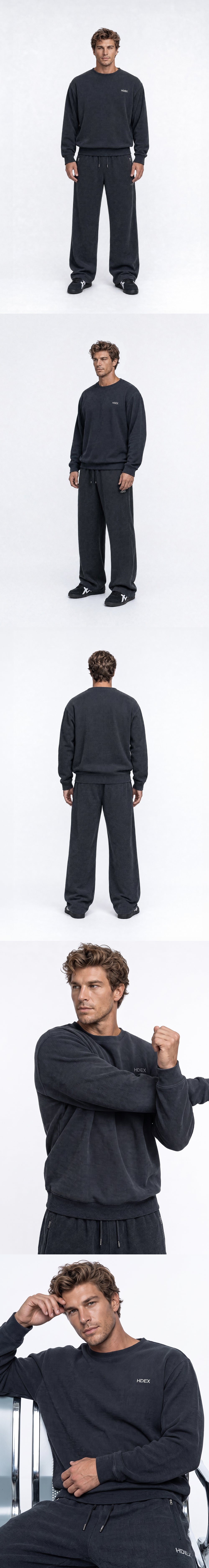 Soft Velour Waffle Crewneck