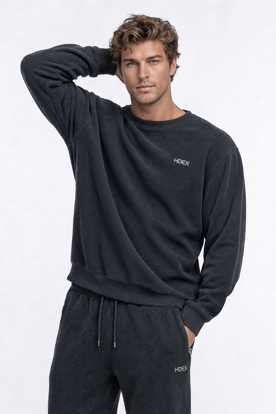 Soft Velour Waffle Crewneck