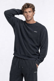 Soft Velour Waffle Crewneck