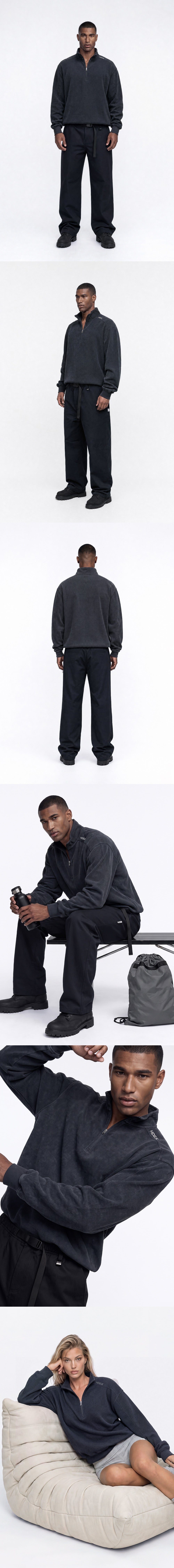 Soft Velour Waffle Half Zip-Up