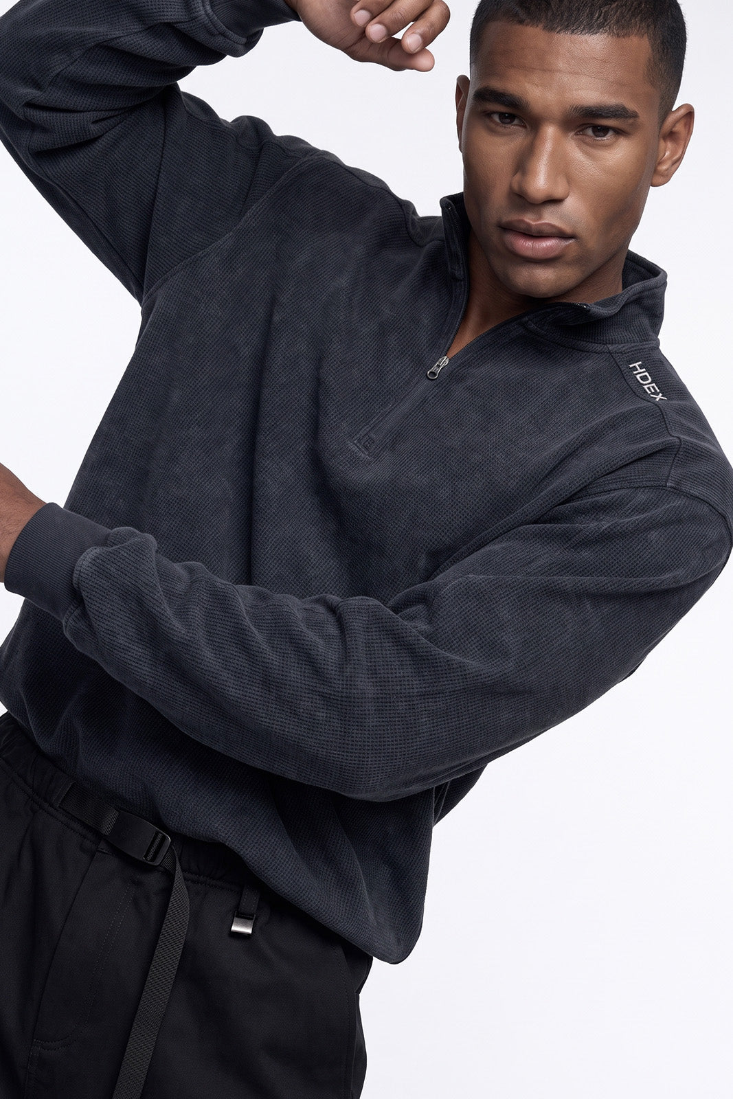 Soft Velour Waffle Half Zip-Up