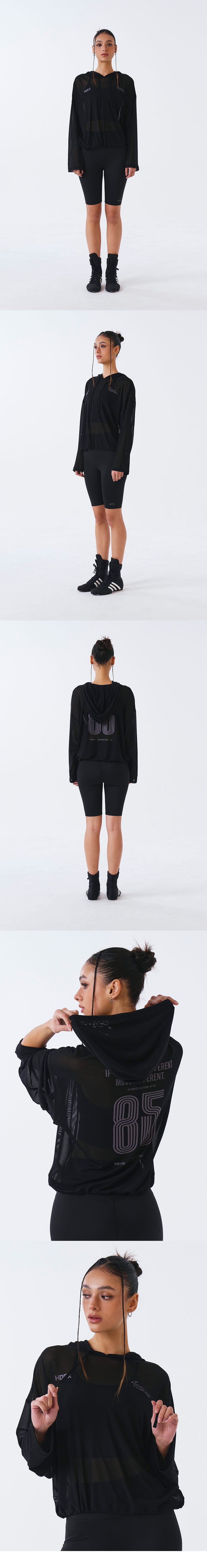 Women`s Mesh Cover up Crop Hoodie