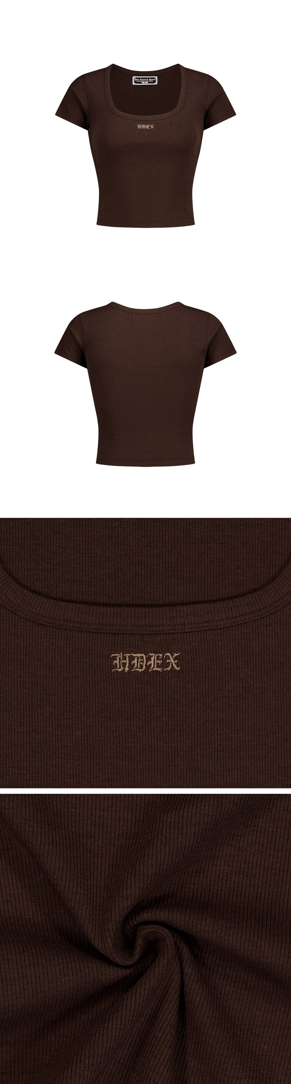 Essential Ribbed Deep Neck Short Sleeve