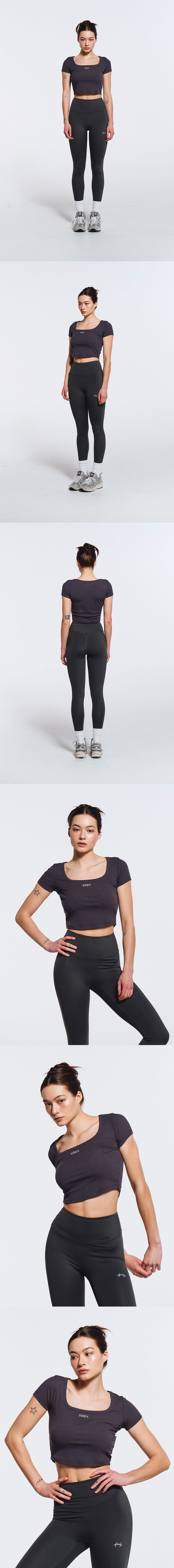 Essential Ribbed Deep Neck Short Sleeve