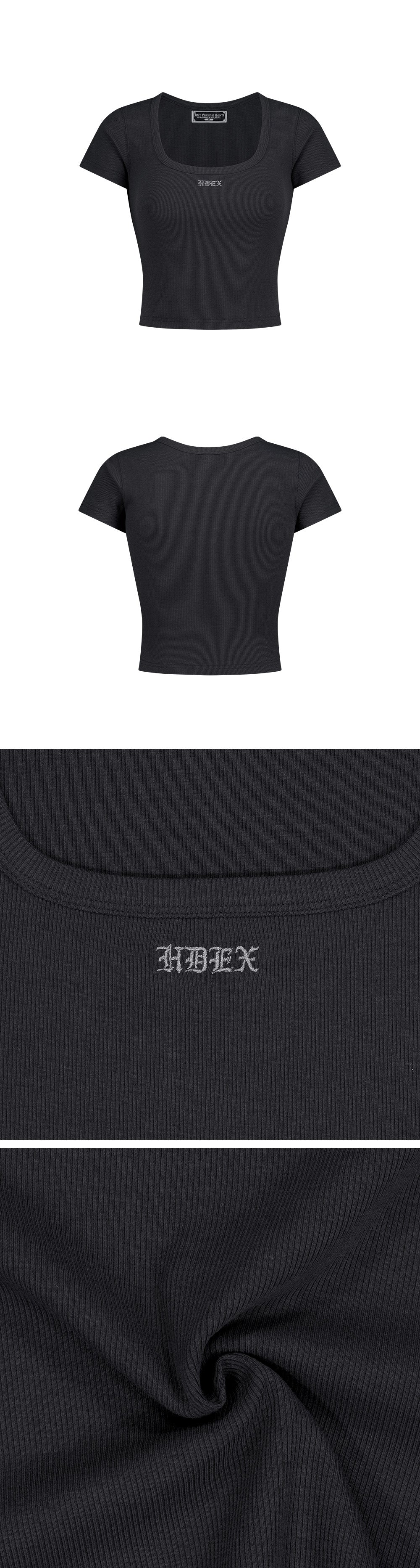 Essential Ribbed Deep Neck Short Sleeve