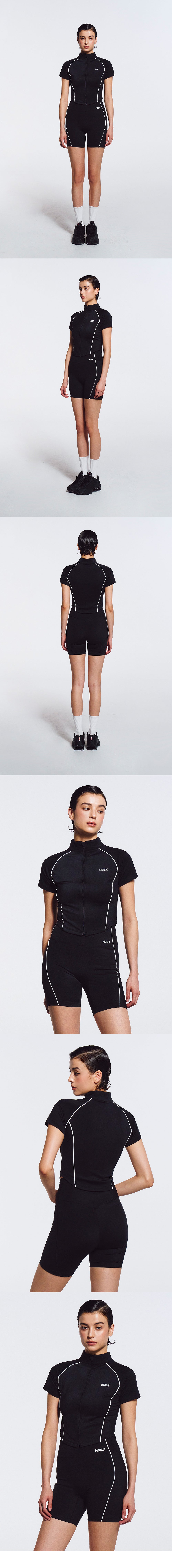 Women`s Support Piping Short Sleeve Zip-Up