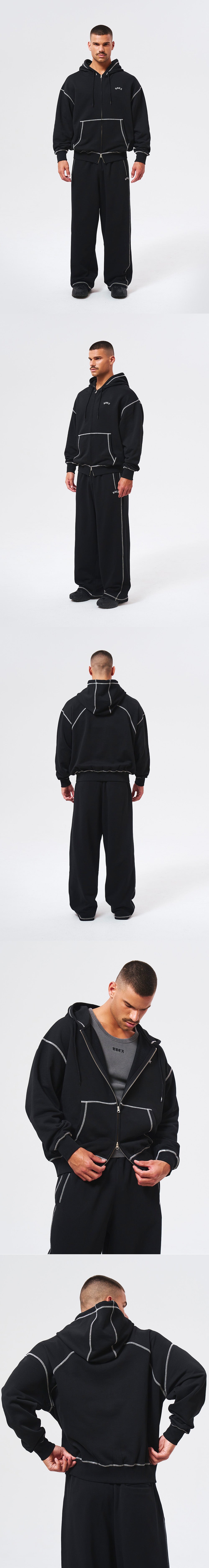 Contrast Stitch Hoodie Zip-up