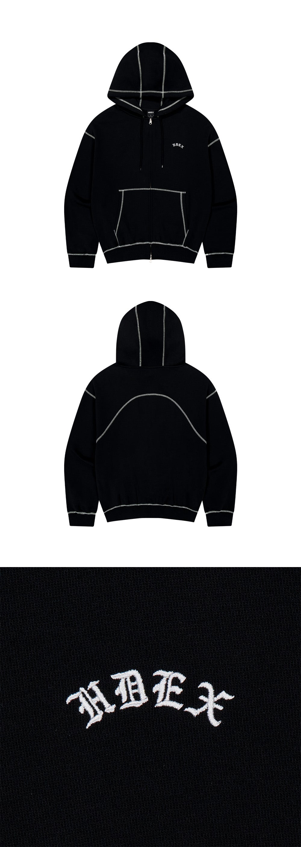 Contrast Stitch Hoodie Zip-up