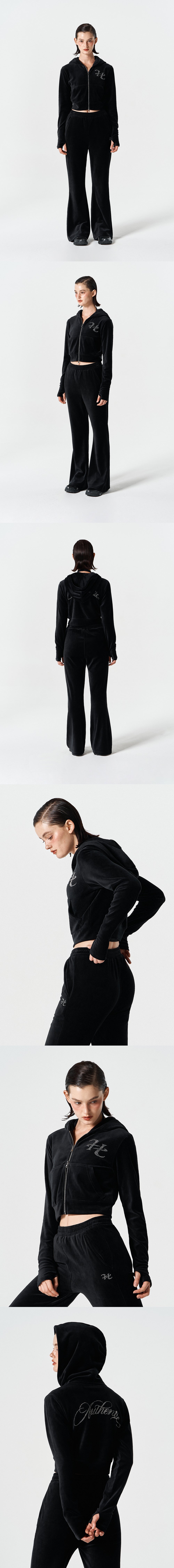 Velour Crop Hoodie Zip-up