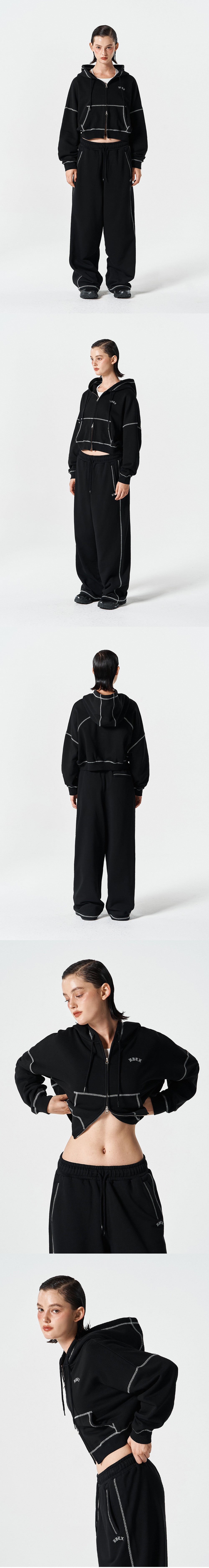 Womens Contrast Stitch Hoodie Zip-up