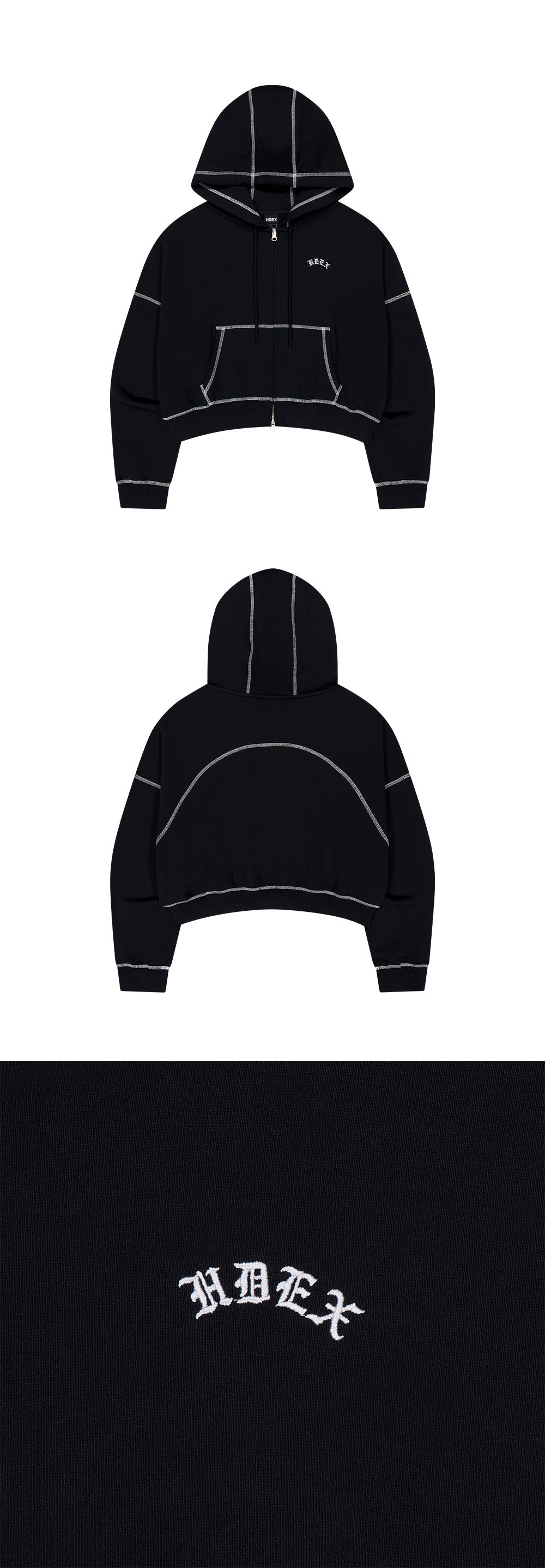 Womens Contrast Stitch Hoodie Zip-up