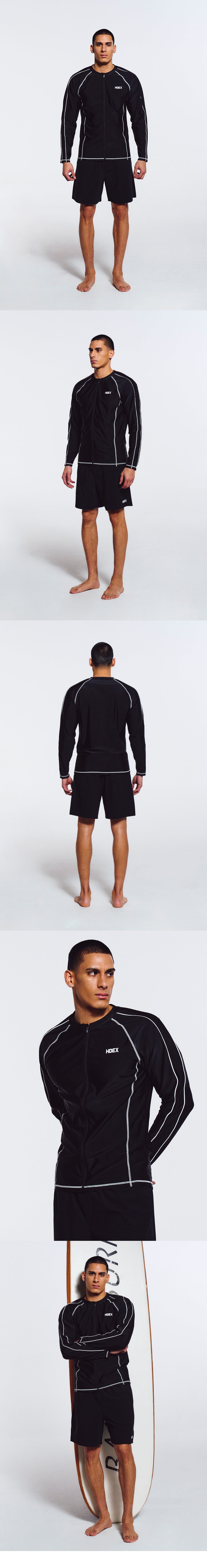 Aqua Piping Zip-Up Rash Guard