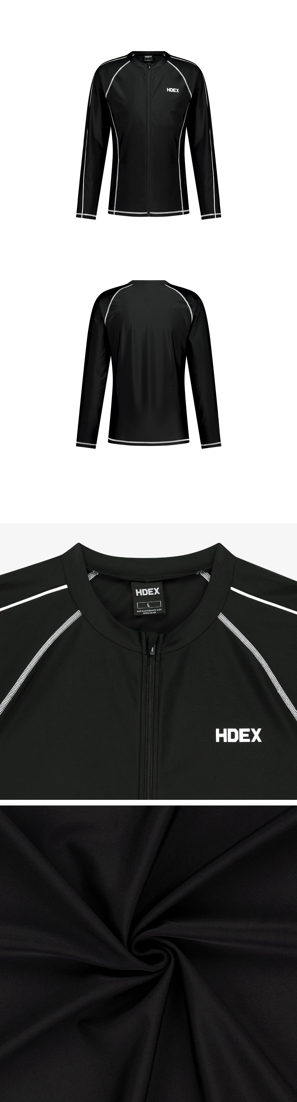 Aqua Piping Zip-Up Rash Guard