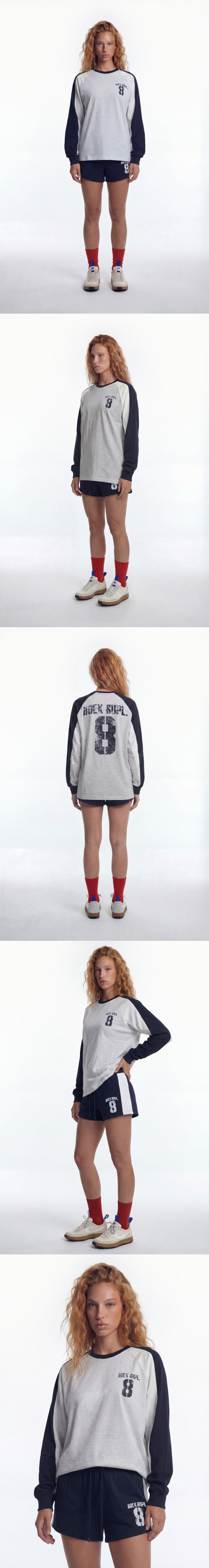 Number 8 Raglan Block Long Sleeve