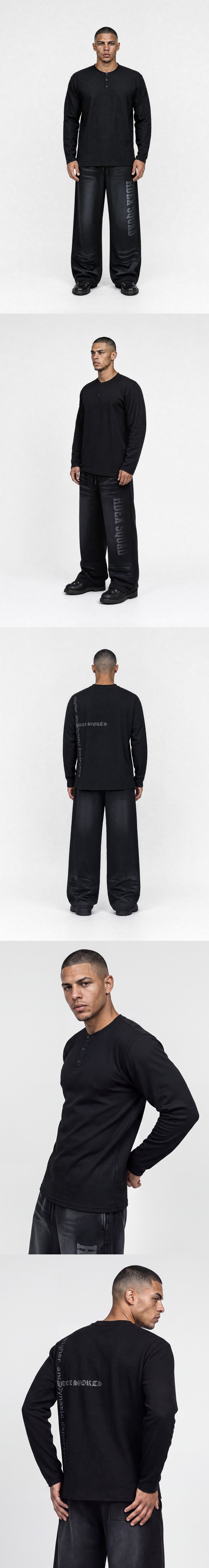 Old Legacy Waffle Henley Neck Long Sleeve