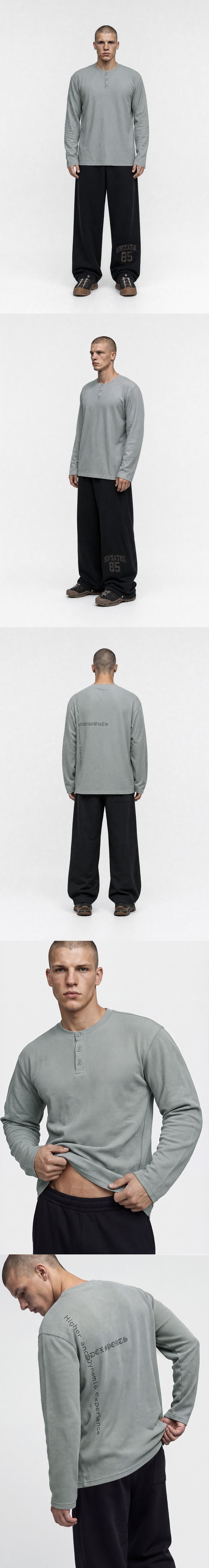 Old Legacy Waffle Henley Neck Long Sleeve