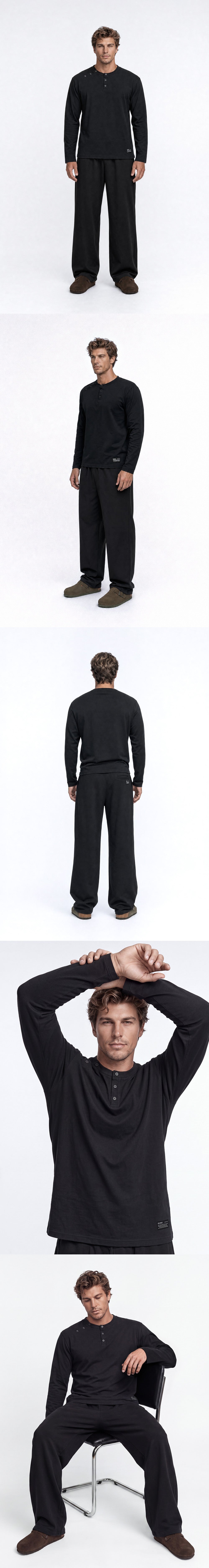 Move Cotton Body Fit Henley Neck Long Sleeve