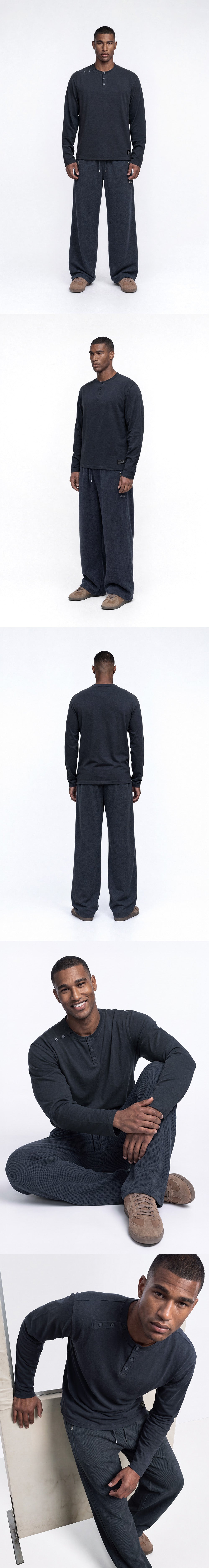 Move Cotton Body Fit Henley Neck Long Sleeve