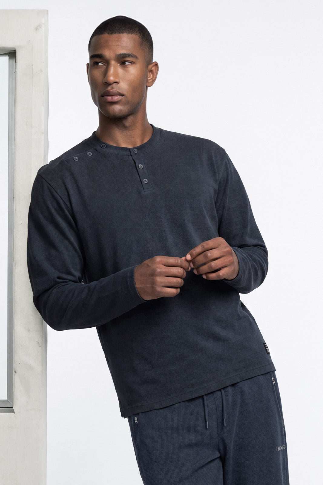 Move Cotton Body Fit Henley Neck Long Sleeve