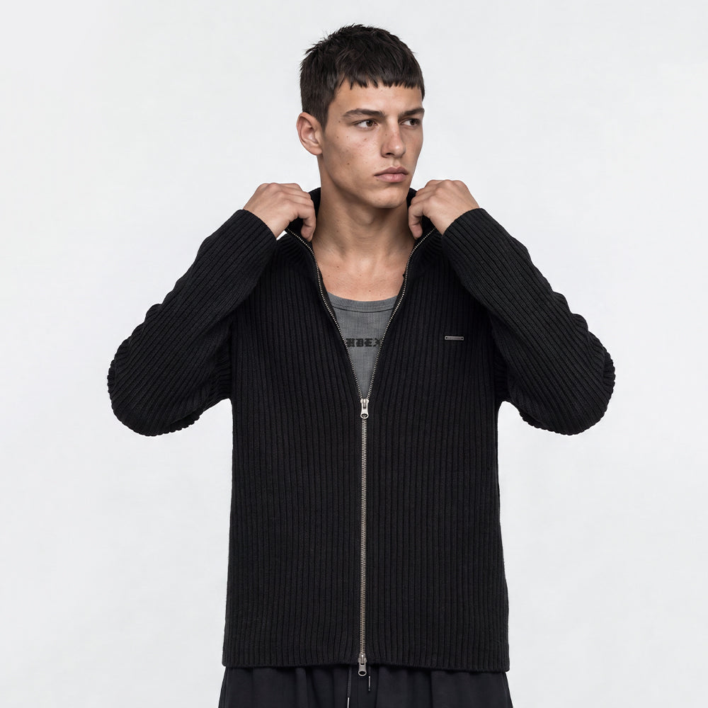 Natural Body Fit Short-Cut Knit Zip-Up