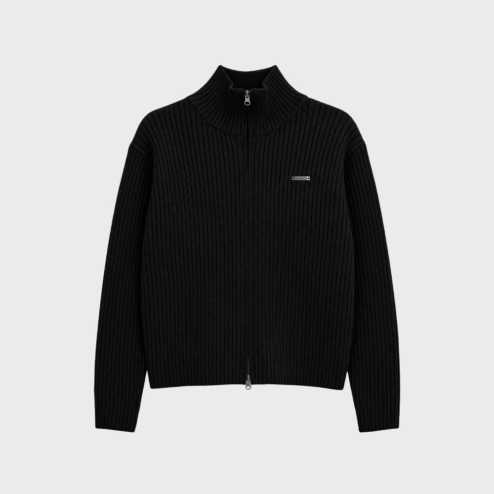 Natural Body Fit Short-Cut Knit Zip-Up