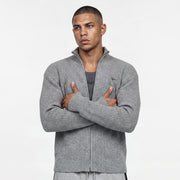 Natural Body Fit Short-Cut Knit Zip-Up