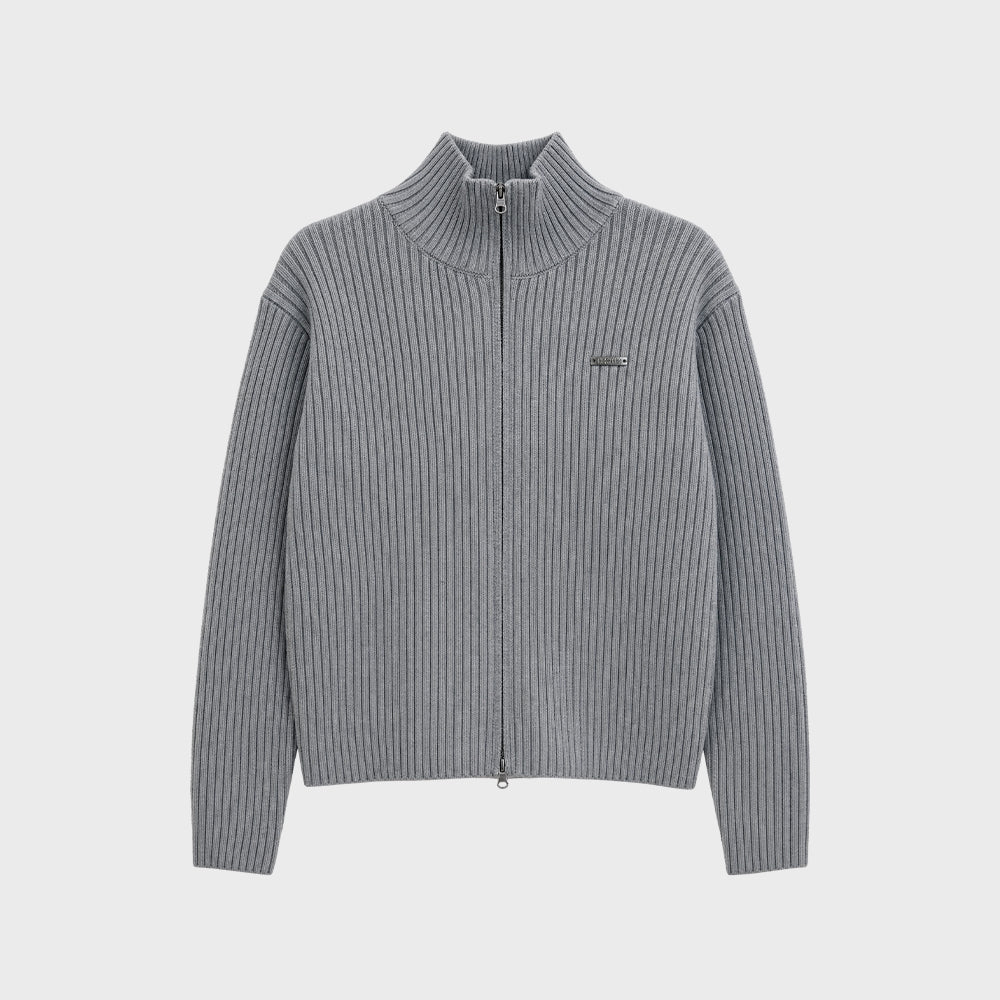 Natural Body Fit Short-Cut Knit Zip-Up