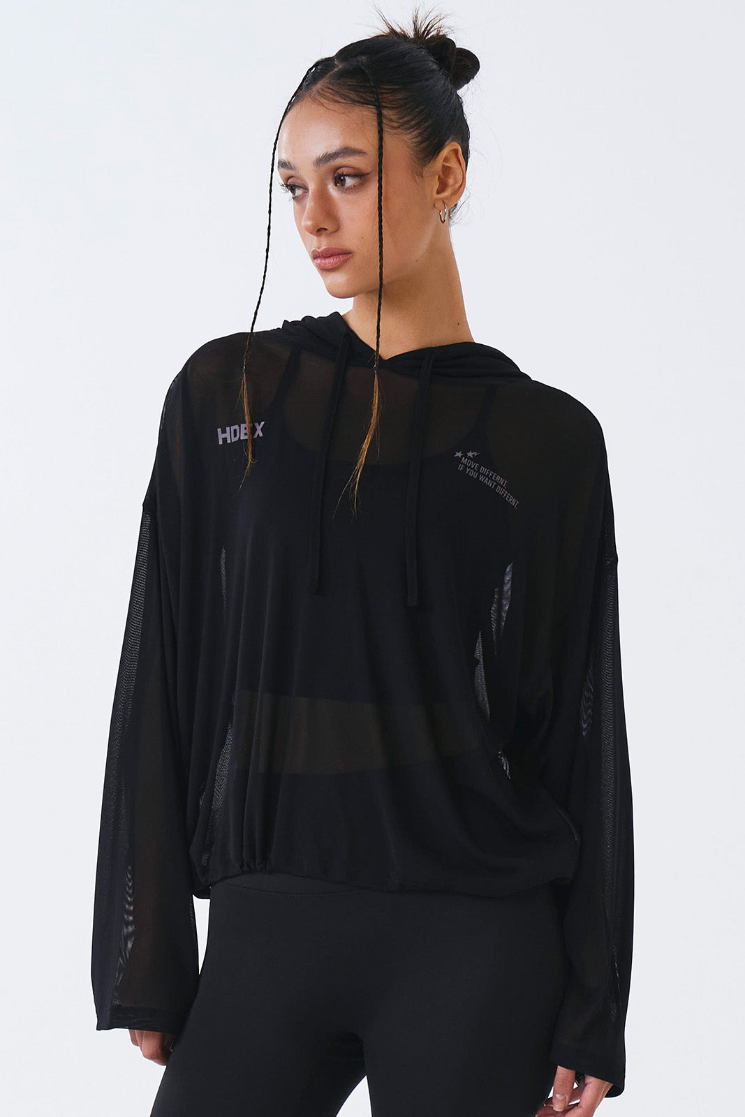 Women`s Mesh Cover up Crop Hoodie