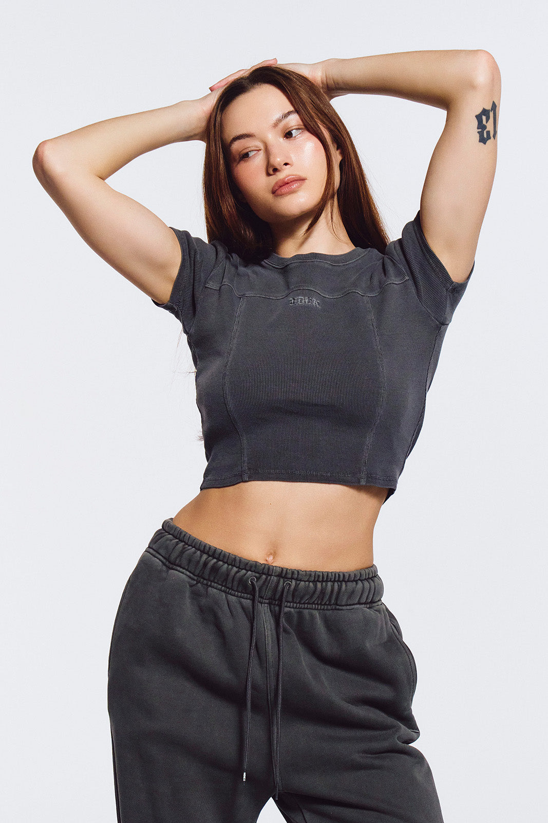 Essential Ribbed Pigment Cropped Short Sleeve