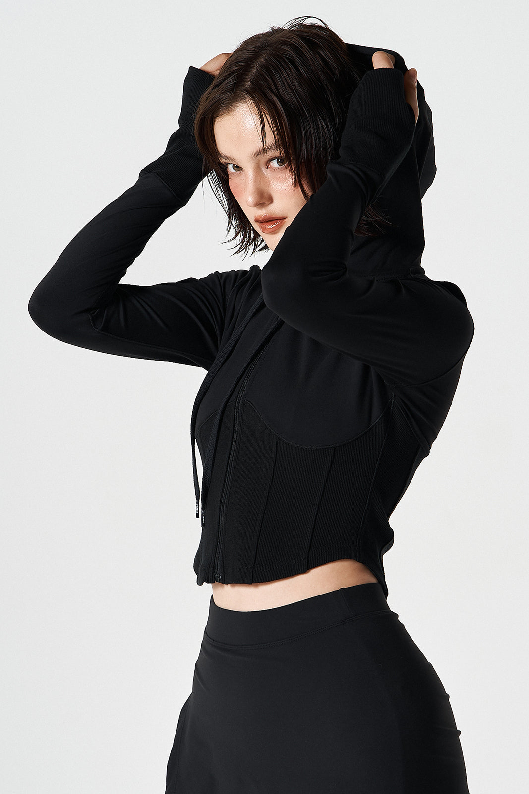 Womens Supple Corset Hoodie Zip-Up