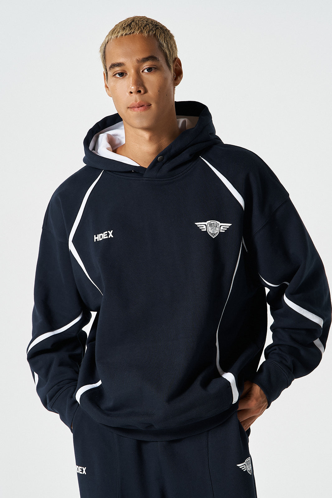 Winged Logo Color Block Hoodie