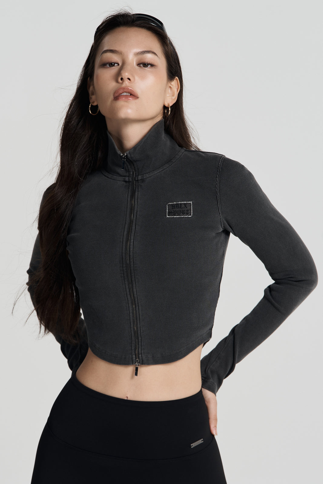 Womens Pigment High Neck Zip-up